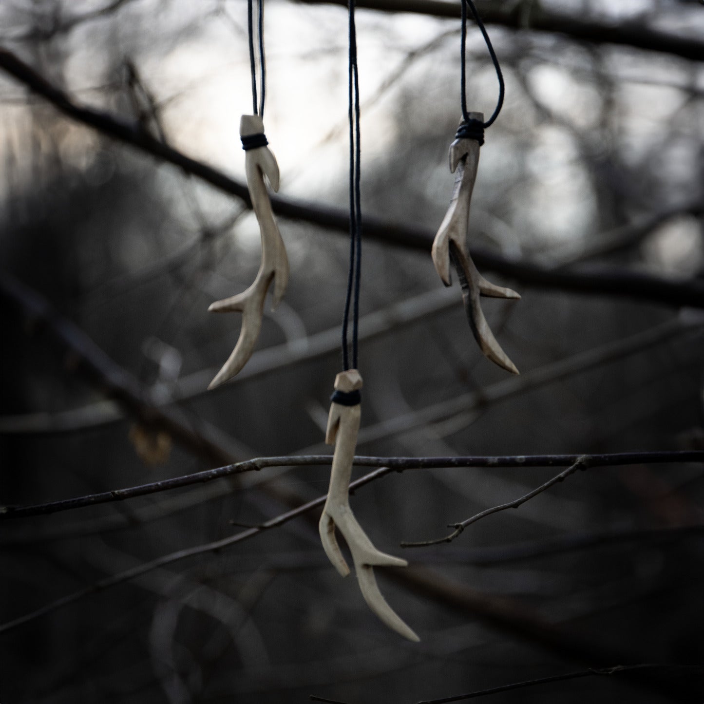 Wooden Deer Antler Necklace handcrafted by Ulf Pagan Store
