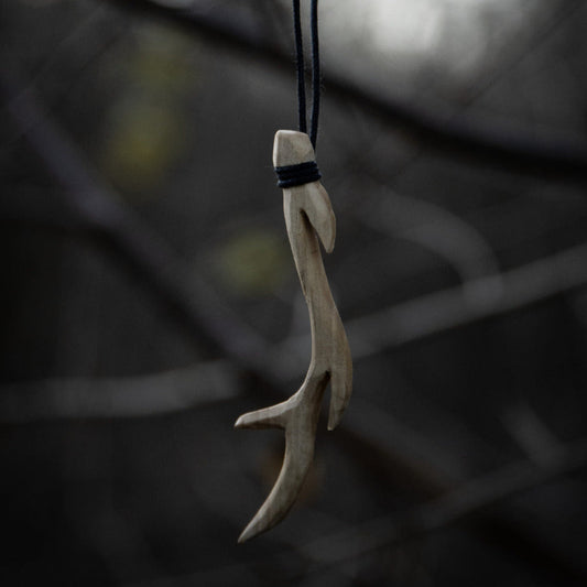 Wooden Deer Antler Necklace handcrafted by Ulf Pagan Store
