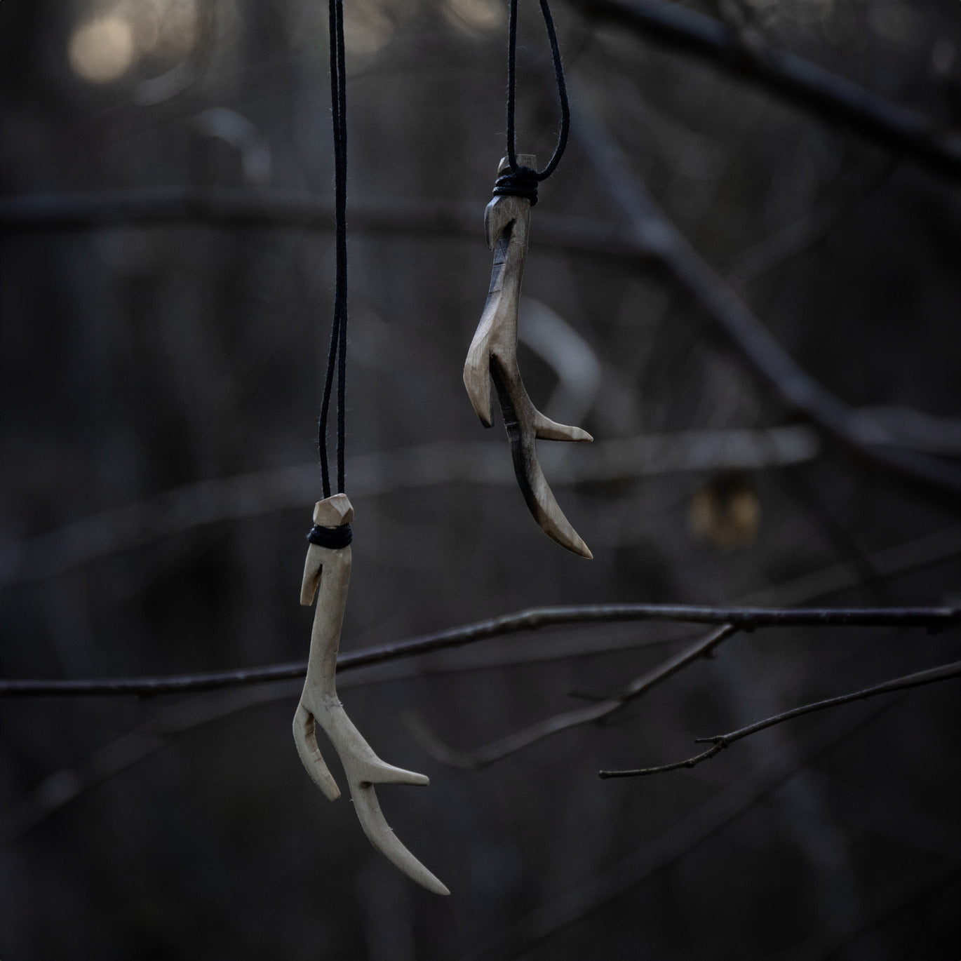 Wooden Deer Antler Necklace handcrafted by Ulf Pagan Store
