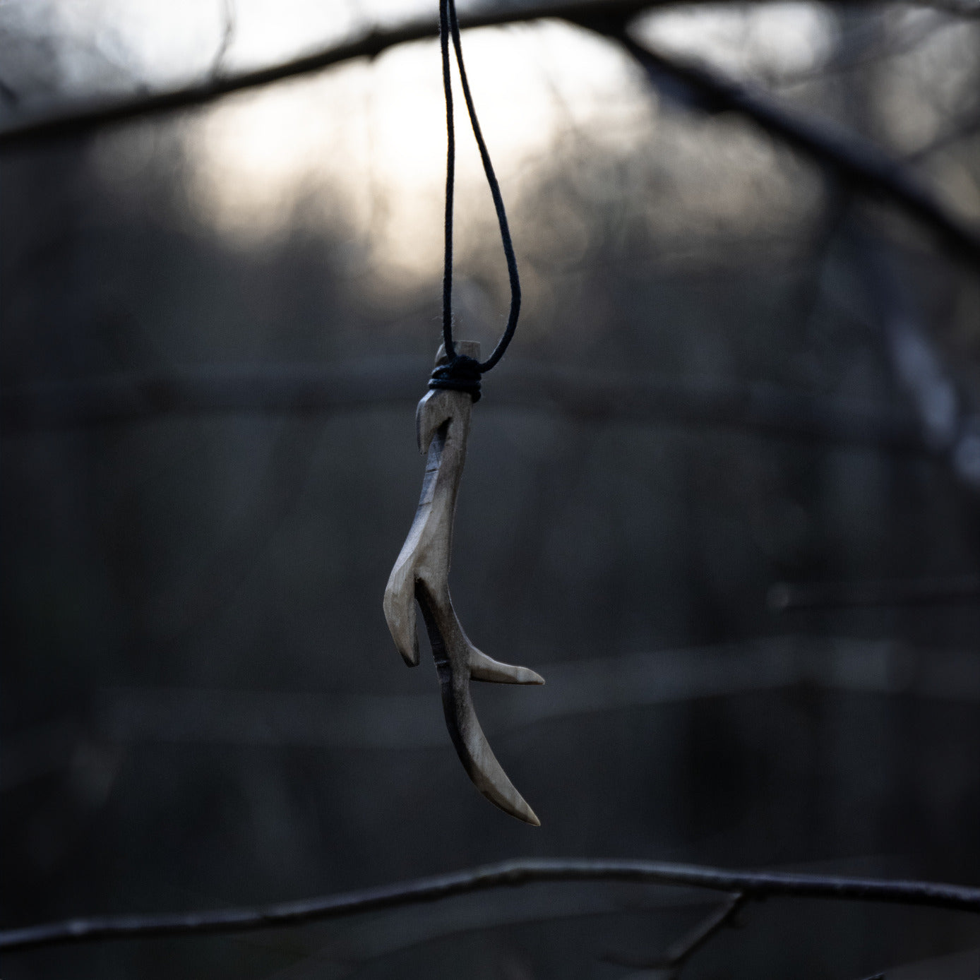Wooden Deer Antler Necklace handcrafted by Ulf Pagan Store