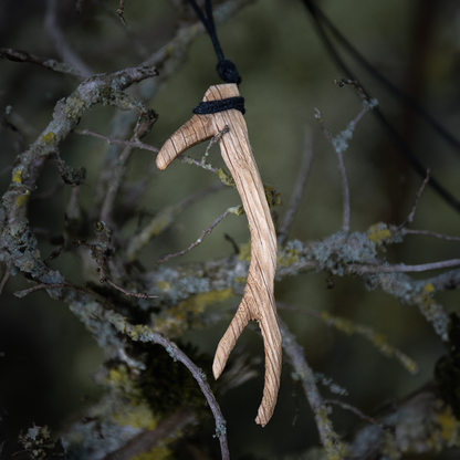 Wooden Deer Antler Necklace handcrafted by Ulf Pagan Store