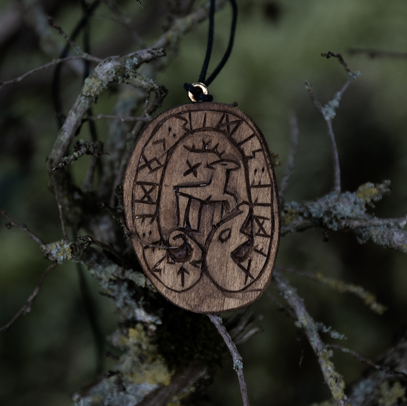 Deer Serpent Viking Ringerike Style Necklace handcrafted by Ulf Pagan Store