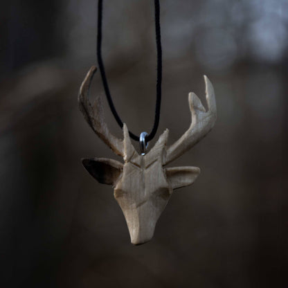 Wooden White Deer Necklace handcrafted by Ulf Pagan Store