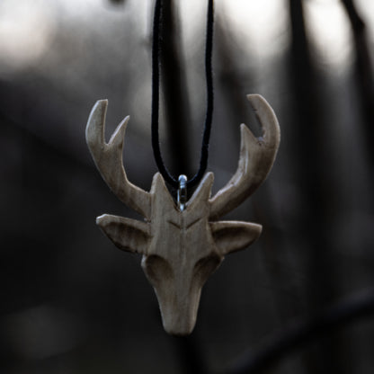 Wooden White Deer Necklace handcrafted by Ulf Pagan Store