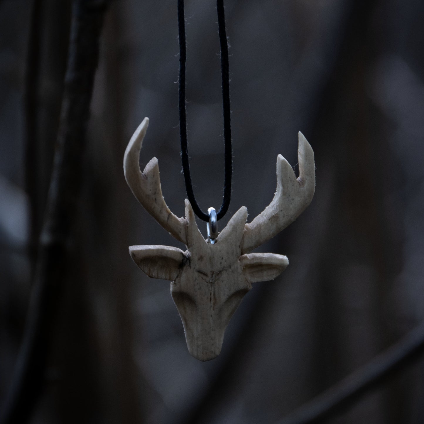 Wooden White Deer Necklace handcrafted by Ulf Pagan Store