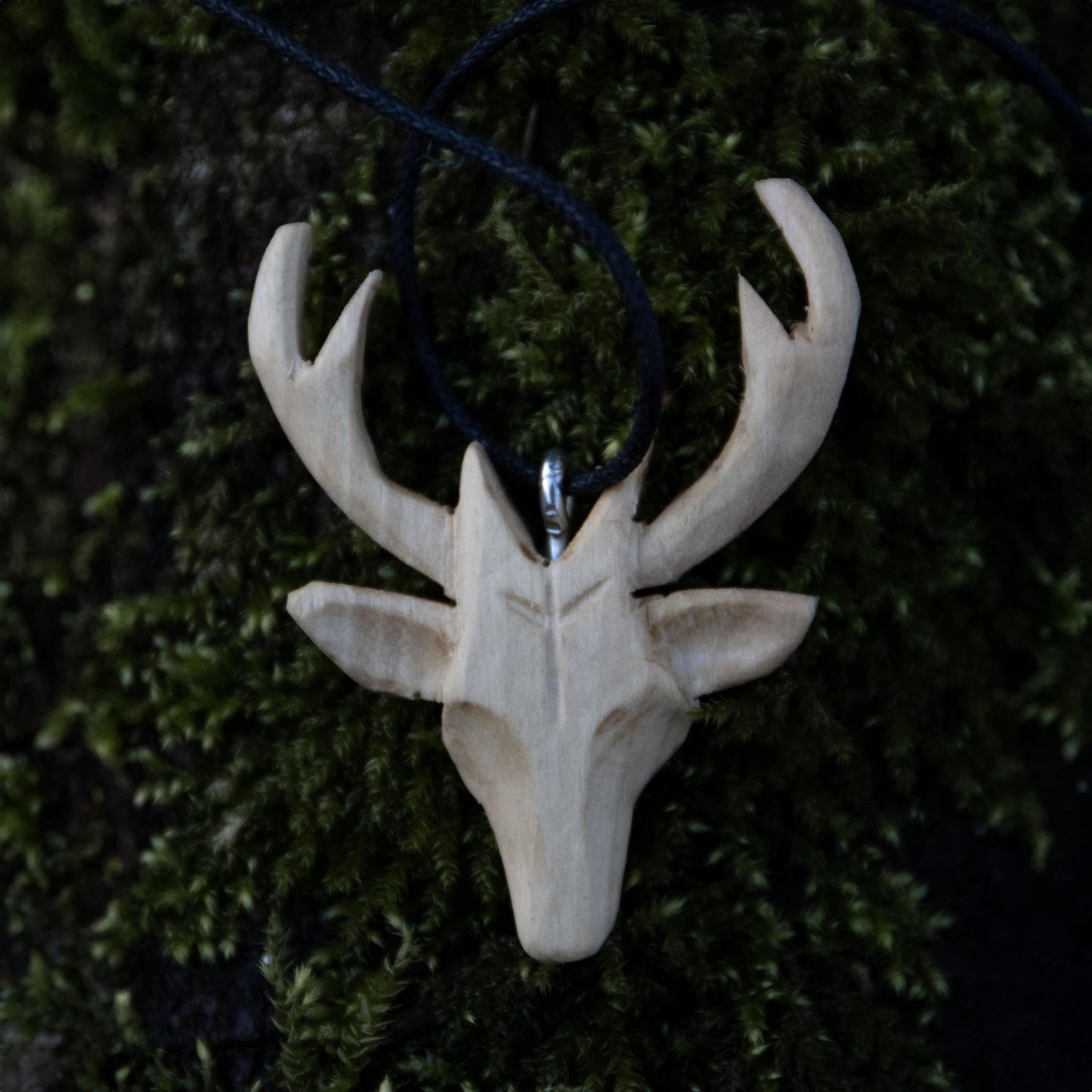 Wooden White Deer Necklace handcrafted by Ulf Pagan Store