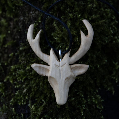 Wooden White Deer Necklace handcrafted by Ulf Pagan Store